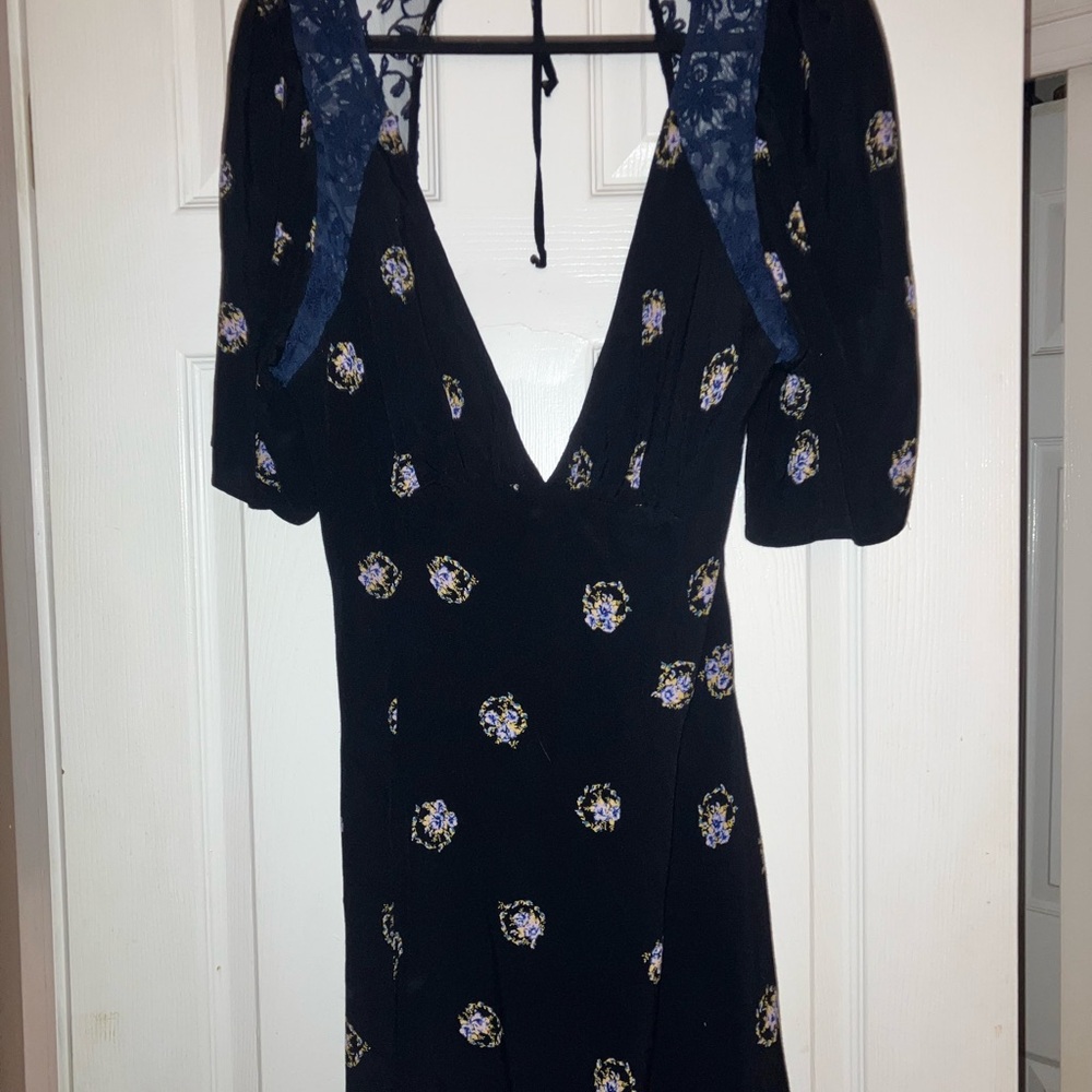 Free people Elegant Black Floral Dress